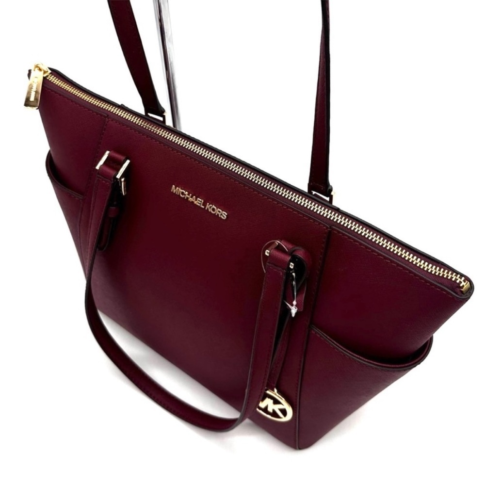 Michael Kors Large Charlotte TZ Tote Bag & Large Continental Wallet Dark Cherry - Picture 8 of 13